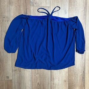 Vemvan Elegant Blue Off-Shoulder Women's Top Medium